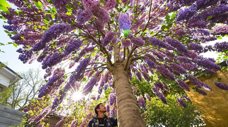 Cet arbre pousse aussi vite que le bambou, mais sa floraison remarquable fait toute la difference