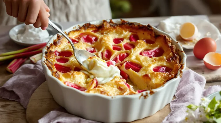 Clafoutis à la rhubarbe : la recette facile et fondante que je refais chaque printemps