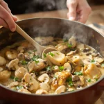 recette pintade en cocotte champignons crème fraîche