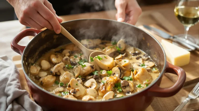 recette pintade en cocotte champignons crème fraîche