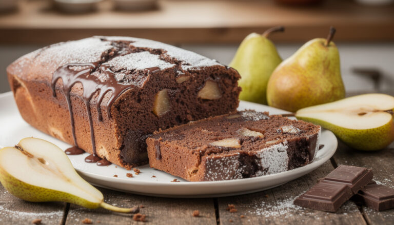 Recette ultra fondante de gâteau poires chocolat à découvrir